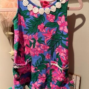 Lilly Pulitzer Floral Girls Romper in Blue, Pink & Green